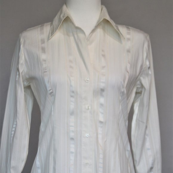 New York & Company Tops - White shirt with gold metallic pinstripes